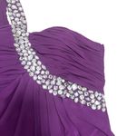 Prom Formal Dress Purple One Shoulder Long Embellished Beaded Cocktail Size S Photo 10