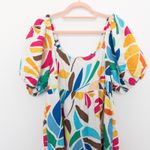 Tabitha Brown Womens Linen Dress‎ Size M Puff Sleeve Tiered Maximalist Summer Size M Photo 2