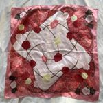 Vintage Style Pink Red Rose Floral Square Scarf Satin Bandana Head Hair Wrap Photo 0