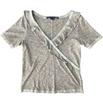 Veronica Beard  Olive Green Pima Cotton Ruffle T-Shirt XS Photo 0