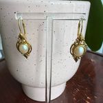 Gold Tone Victorian Style Earrings With Pearls Gold Photo 1