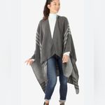 BB Dakota Reversible Green Gray Poncho Shawl Wrap One Size Photo 9