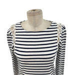ALC Frank ALC A.L.C. Chapman Shift Dress Lace-Up Shoulder‎ Navy White Striped Size Small Photo 2