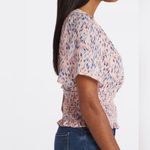 Nine Britton  Cidro Surplice Smocked Crop Blouse Pink Medium NWT STITCH FIX Photo 1