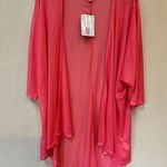 LuLaRoe Women’s Lindsay Coral Pink Polka Dot Sheer Chiffon Kimono Cardigan M Photo 0