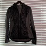 Athleta Black/Grey  Vortex Full Zipper Fleece Jacket with Hoodie in size Medium  Photo 1