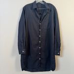 Frank & Eileen Mary Classic Black Denim Long Sleeve Shirt Dress distressed hem L Photo 6
