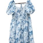 SheIn  Mod 2XL Curve‎ Blue White Puff Sleeve Above Knee Front Tie Boho Sundress Photo 7