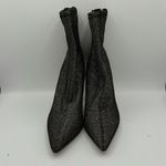 Badgley Mischka Jewel Black Glitter Sock Bootie Size 6.5 Spike Heel Retro Glam Photo 1