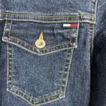 Tommy Hilfiger Vintage Y2K Stretch Denim Cropped Jean Jacket Patches womens M Photo 3