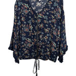 Xhilaration Sheer Floral Fringe Full Zip Top Size XS Tassels Boho Western Cowgirl Hippie Photo 0