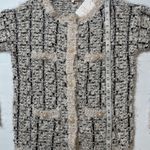 Entro Cream/Black Eyelash Metallic Cardigan Sz M Women Photo 6