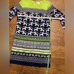 Crown & Ivy  print dress. Size 4. Neon green and navy Photo 3