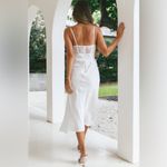 Selfie Leslie Trophy White Lace Bustier Midi Dress Corset Sheer Thigh Slit Large Photo 2