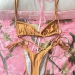 Missguided bralette tie bikini set tan color high rise cheeky Photo 0