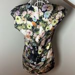 Adam Lippes  Putnam Art To Wear Top Black Floral Sleeveless Wrap Blouse Size 0 Photo 5
