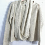 Charter Club Womans Petite Sweater & Scarf PM Gold Sparkly Long Sleeve Pullover Photo 0
