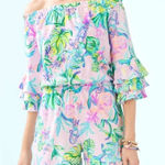 Lilly Pulitzer  Calla‎ Off the Shoulder Romper in Mermaids Under the Shade Photo 0
