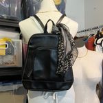 Vintage 90s Black Square PVC Leather Scarf Tie Medium Backpack Photo 1