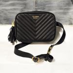 Victoria's Secret  Faux Leather Tassel Black‎ Gold Quilted Fanny Pack Bag Belts Photo 0