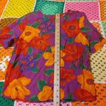 American Vintage Nouveau Floral Flowers Vintage Retro Bright Rayon Size Medium M Shirt Blouse Photo 5