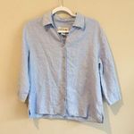 Orvis  Classic Button Up Shirt Womens M Blue Linen Long Sleeve Collared 1852 Photo 0