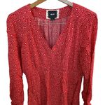 Maeve  Anthropology Red/White Printed A-Line Dress Long Sleeve Womens Size Medium Photo 2