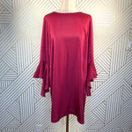 Bar III  Bell Sleeve Ruffled‎ Shift Dress in Berry Photo 2
