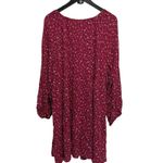 Old Navy Floral Print Mini Dress Maroon Tie Neck Long Sleeve XXL Photo 3
