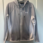 Under Armour  Loose Fit ColdGear Grey White Full Zip Sweatshirt Neutral‎ Athletic Photo 0