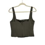 ZARA  Womens Sz M Dark Green Corset Tank Back Zip Top Square Neck Cropped Photo 3