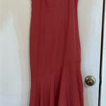 Marciano peach color Red Asymmetrical Ruffled Sheath Dress #glamour #elegant Photo 0