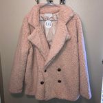 Luca + Grae Blush Pink Sherpa Button Coat/Jacket, Large Photo 0