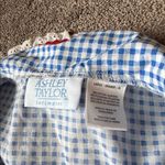 Ashley Taylor Gingham Button Down Night Shirt SIZE L White Size L Photo 3