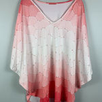 Simply Aster By Firmiana Top Women's 2X Pink White Honeycomb Print Asymmetrical Size XXL Photo 0