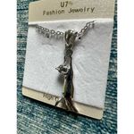 U7 Silver Tone Cat Rhinestone Fashion Necklace Silver Photo 1