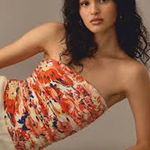 Maeve Anthropologie Floral Ruched Tube Top Size Medium M FEMININE SEXY Smocked Photo 0