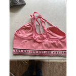 Women's AERO Pink Ribbed Sports Bra with Black Logo Band S Photo 2