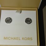 Michael Kors MK Logo Design Stud Kors Earrings In Original Box Silver tone Photo 7