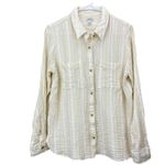 LL Bean Neutral Beige Cloud Gauze Casual Cotton Button Up Shirt Size MEDIUM Tan Photo 1