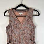 J Jill Womens Pink Brown Paisley Sleeveless V Photo 1