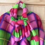 Bright multicolored plaid fleece handmade poncho & scarf set OS Size undefined Photo 4