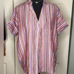 Madewell NWT Striped Top, 💯 cotton, high low back button detail. Fits xxs - med Photo 0