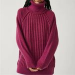 Free People Big City Turtleneck Sweater In Mulberry Garnet Size Medium NWT Photo 4