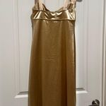 Free People  Casino Got Glam Tie Strap Gold Satin Midi Dress Photo 7