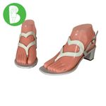 MARTIN CLAY WHITE PATENT LEATHER HEART THEME BLOCK HEEL SANDALS (36) Size 5 Photo 1