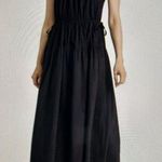 Madewell Halter Tiered Midi Lake Dress True Black Crinkle Cotton Poplin Size 00 Photo 1