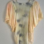 Young Fabulous and Broke YFB Flutter Sleeve Top Tie Dye Watercolor Spring Summer Pastel Rayon Hippie Photo 6