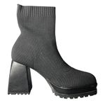 Womens 8.5 Sock Boots Platform Chunky Heel Booties Square Toe Slip On‎ Black Photo 4