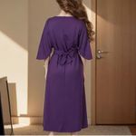 NWT ~ Elegant Purple Midi Dress Wide Bell Sleeves & Belted Waist ~ Women's XL Photo 2